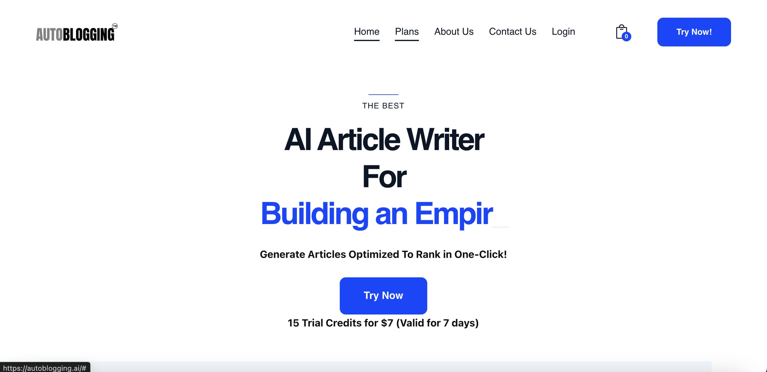 Autoblogging.ai Homepage Best AI Writer for Blogs